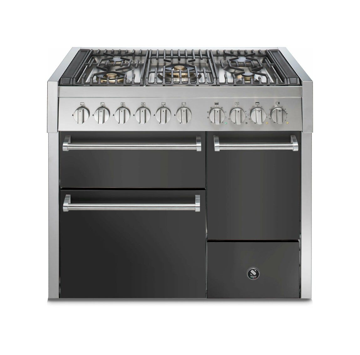 Steel Genesi 100/3 GQ10SFF-D Solid Door Cucina da accosto 100 cm, porta cieca, triplo forno elettrico, acciaio inox AISI 304, 5 combinazioni piano cottura