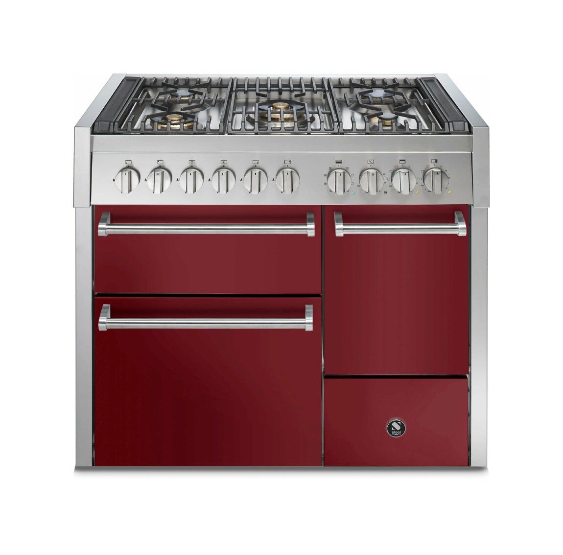 Steel Genesi 100/3 GQ10SFF-D Solid Door Cucina da accosto 100 cm, porta cieca, triplo forno elettrico, acciaio inox AISI 304, 5 combinazioni piano cottura