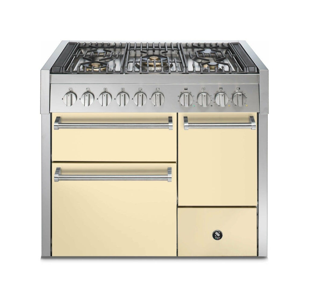 Steel Genesi 100/3 GQ10SFF-D Solid Door Cucina da accosto 100 cm, porta cieca, triplo forno elettrico, acciaio inox AISI 304, 5 combinazioni piano cottura