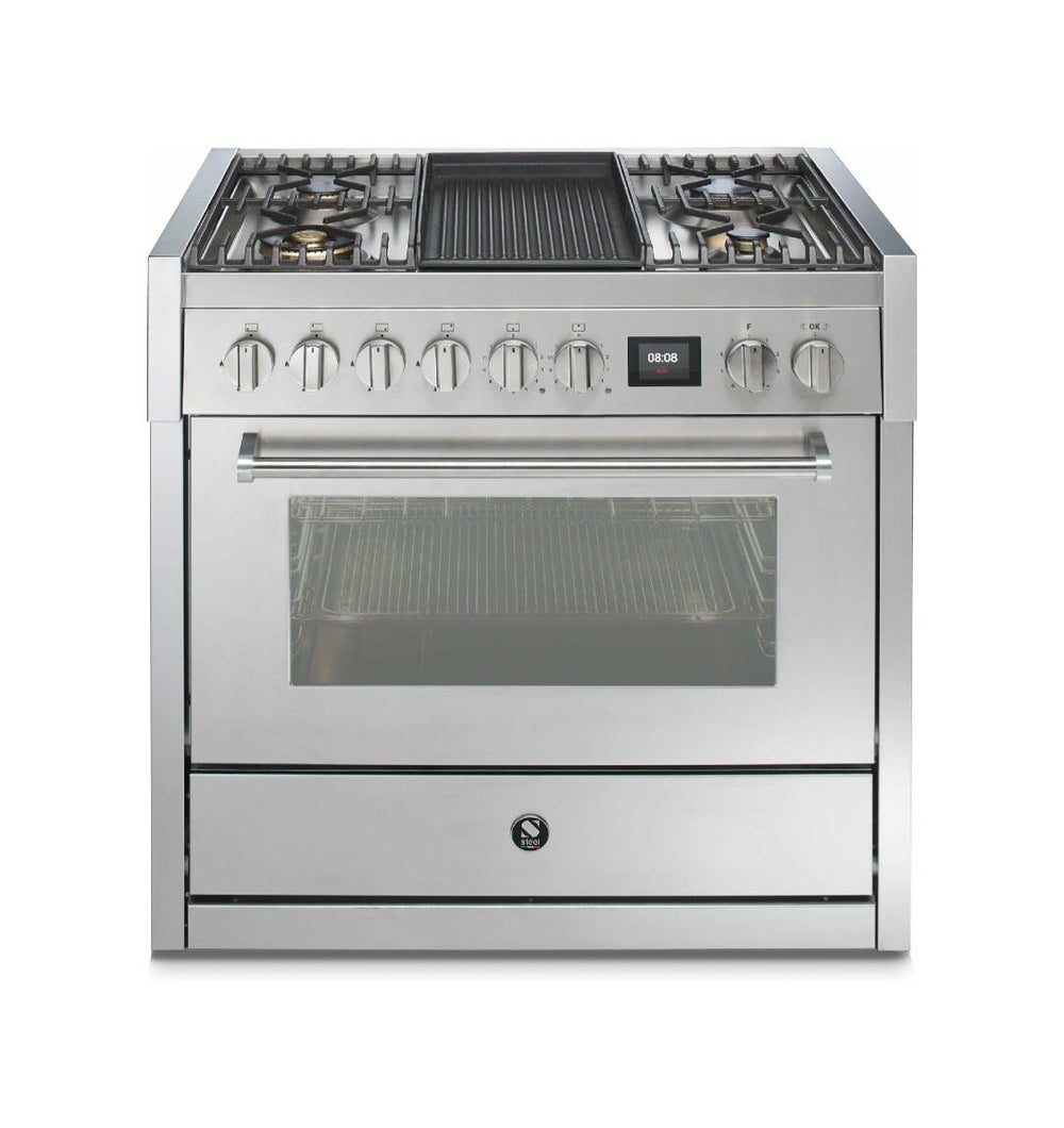 Steel Genesi 90 GQ9S Genesi 90 Cucina da accosto, 90 cm inox, forno combinato a vapore 91 L, 11 funzioni, sistema INNVENT, 5 varianti piano cottura