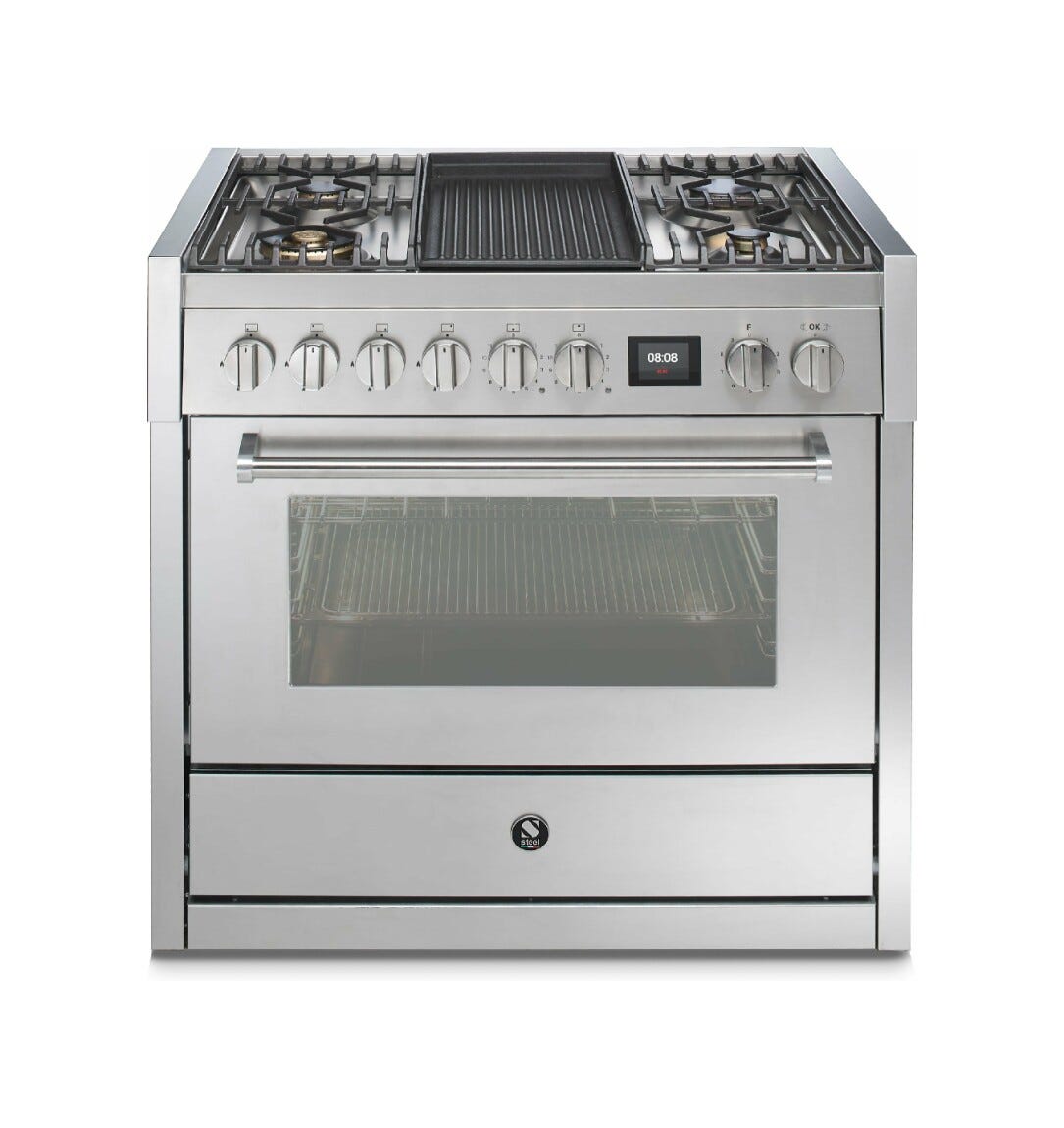 Steel Genesi 90 GQ9S Genesi 90 Cucina da accosto, 90 cm inox, forno combinato a vapore 91 L, 11 funzioni, sistema INNVENT, 5 varianti piano cottura