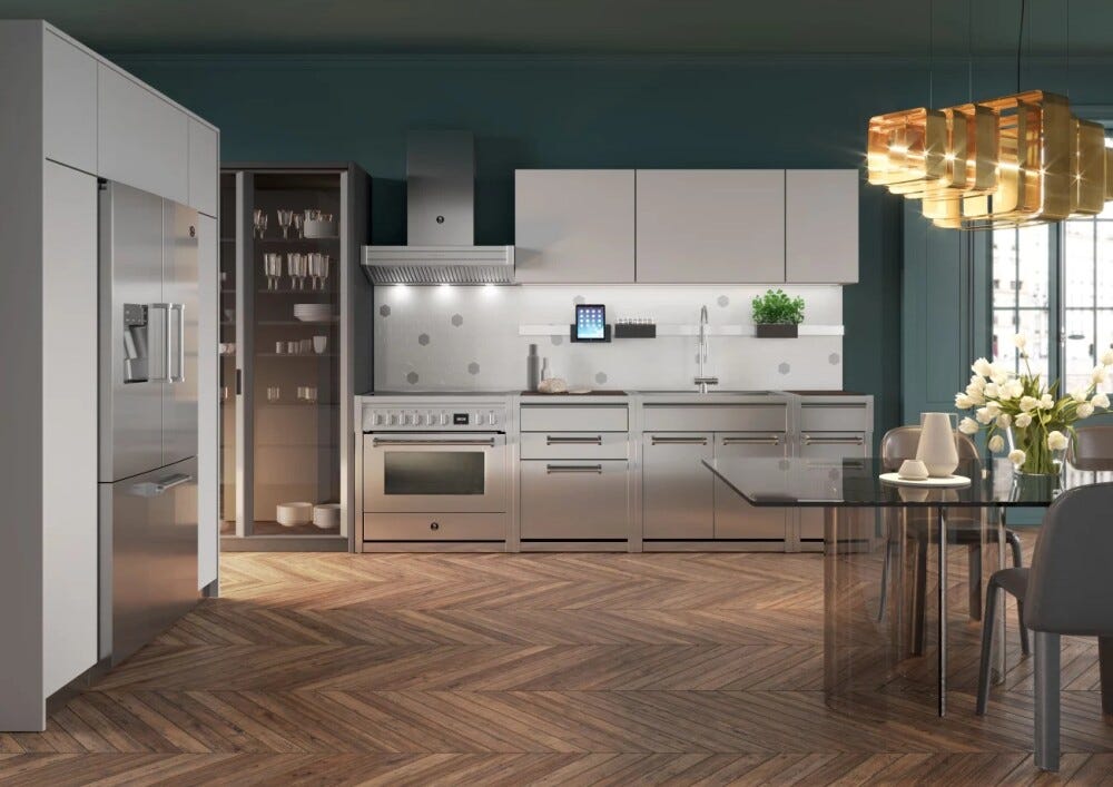 Steel Genesi 90 GQ9S Genesi 90 Cucina da accosto, 90 cm inox, forno combinato a vapore 91 L, 11 funzioni, sistema INNVENT, 5 varianti piano cottura