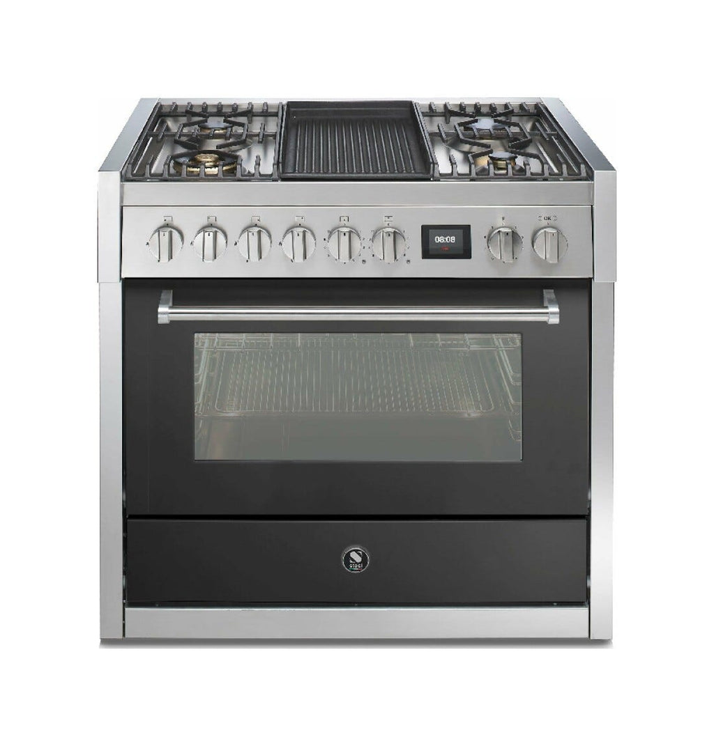 Steel Genesi 90 GQ9S Genesi 90 Cucina da accosto, 90 cm inox, forno combinato a vapore 91 L, 11 funzioni, sistema INNVENT, 5 varianti piano cottura