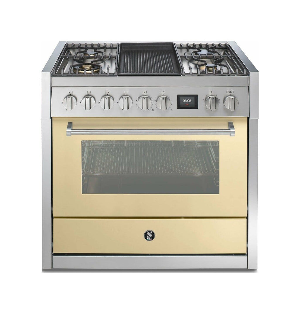 Steel Genesi 90 GQ9S Genesi 90 Cucina da accosto, 90 cm inox, forno combinato a vapore 91 L, 11 funzioni, sistema INNVENT, 5 varianti piano cottura