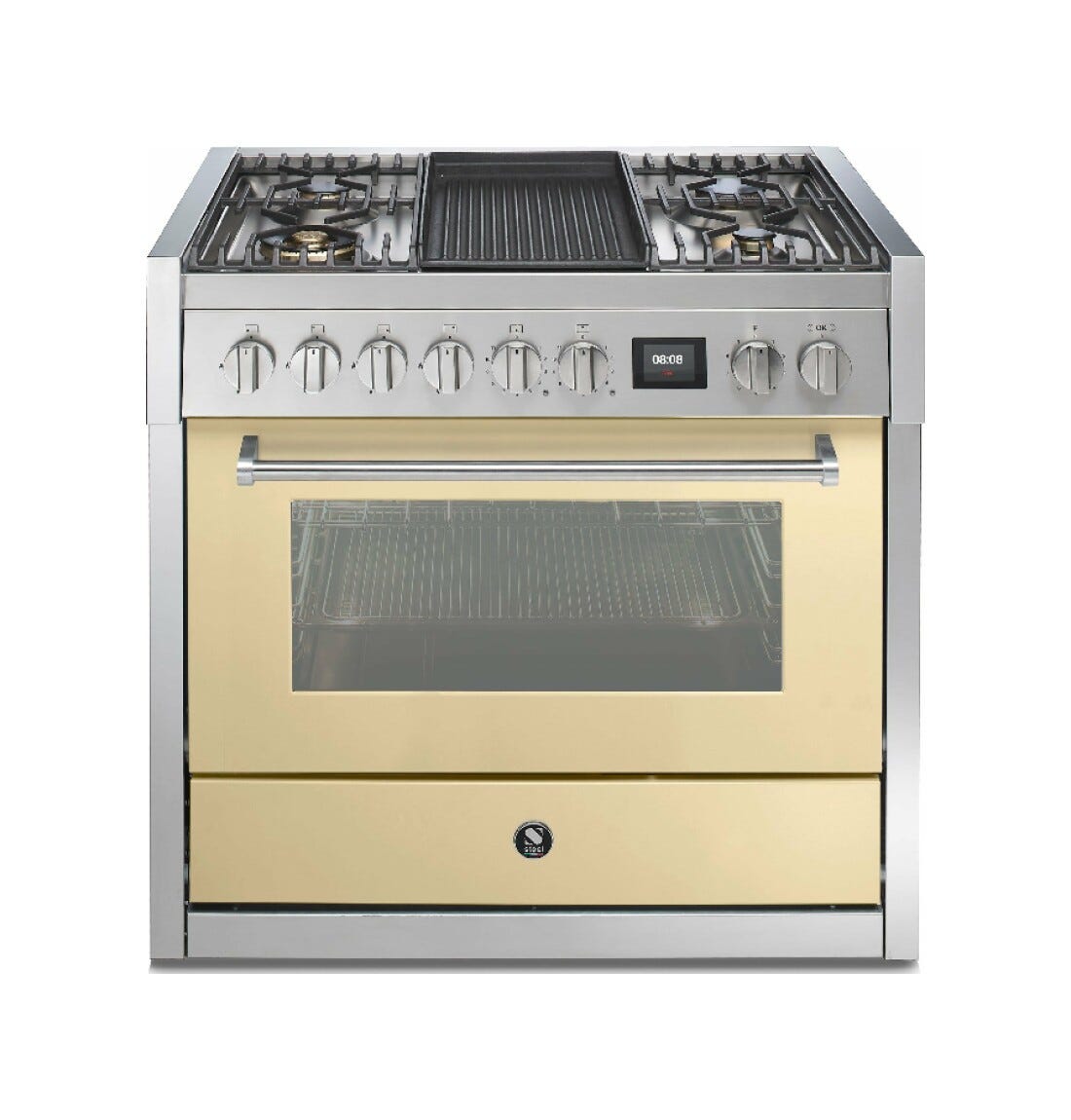 Steel Genesi 90 GQ9S Genesi 90 Cucina da accosto, 90 cm inox, forno combinato a vapore 91 L, 11 funzioni, sistema INNVENT, 5 varianti piano cottura
