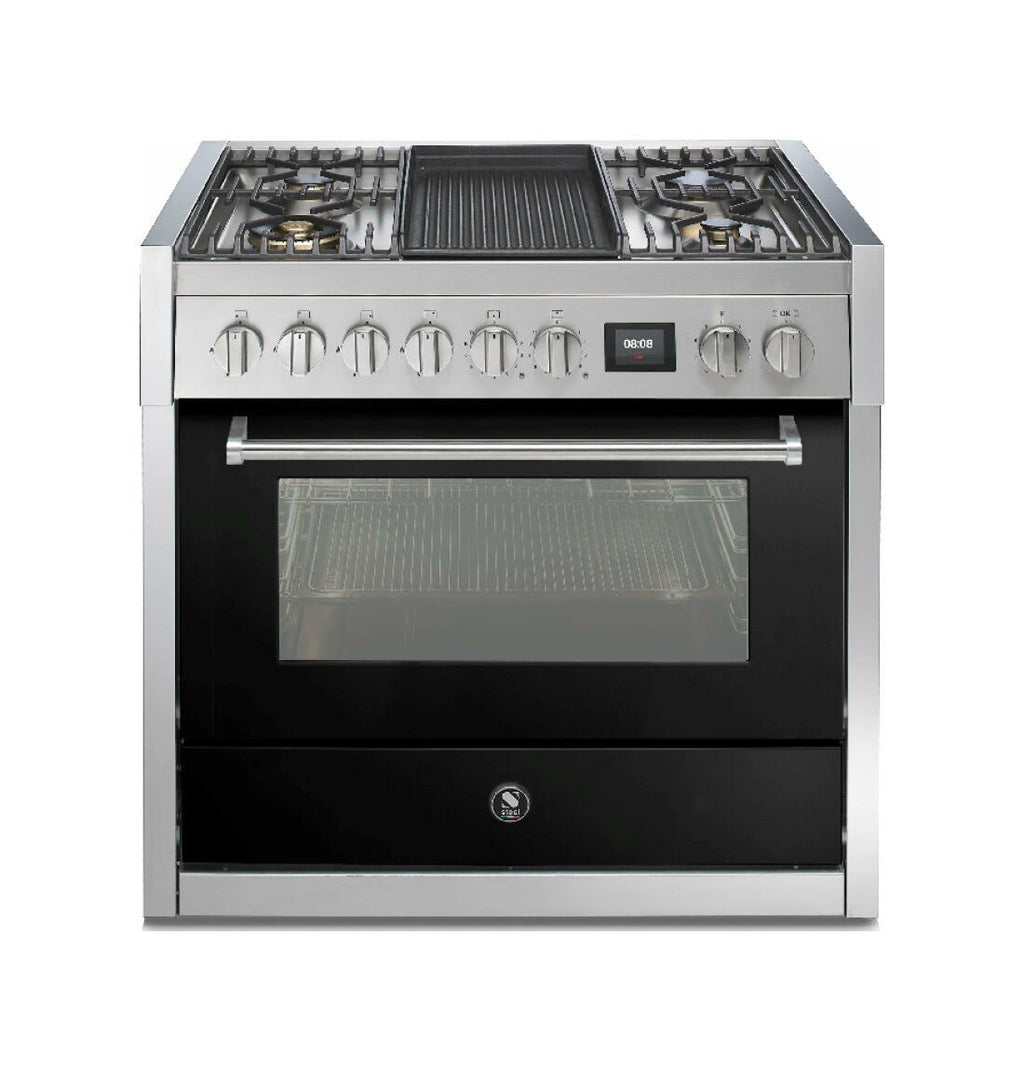 Steel Genesi 90 GQ9S Genesi 90 Cucina da accosto, 90 cm inox, forno combinato a vapore 91 L, 11 funzioni, sistema INNVENT, 5 varianti piano cottura