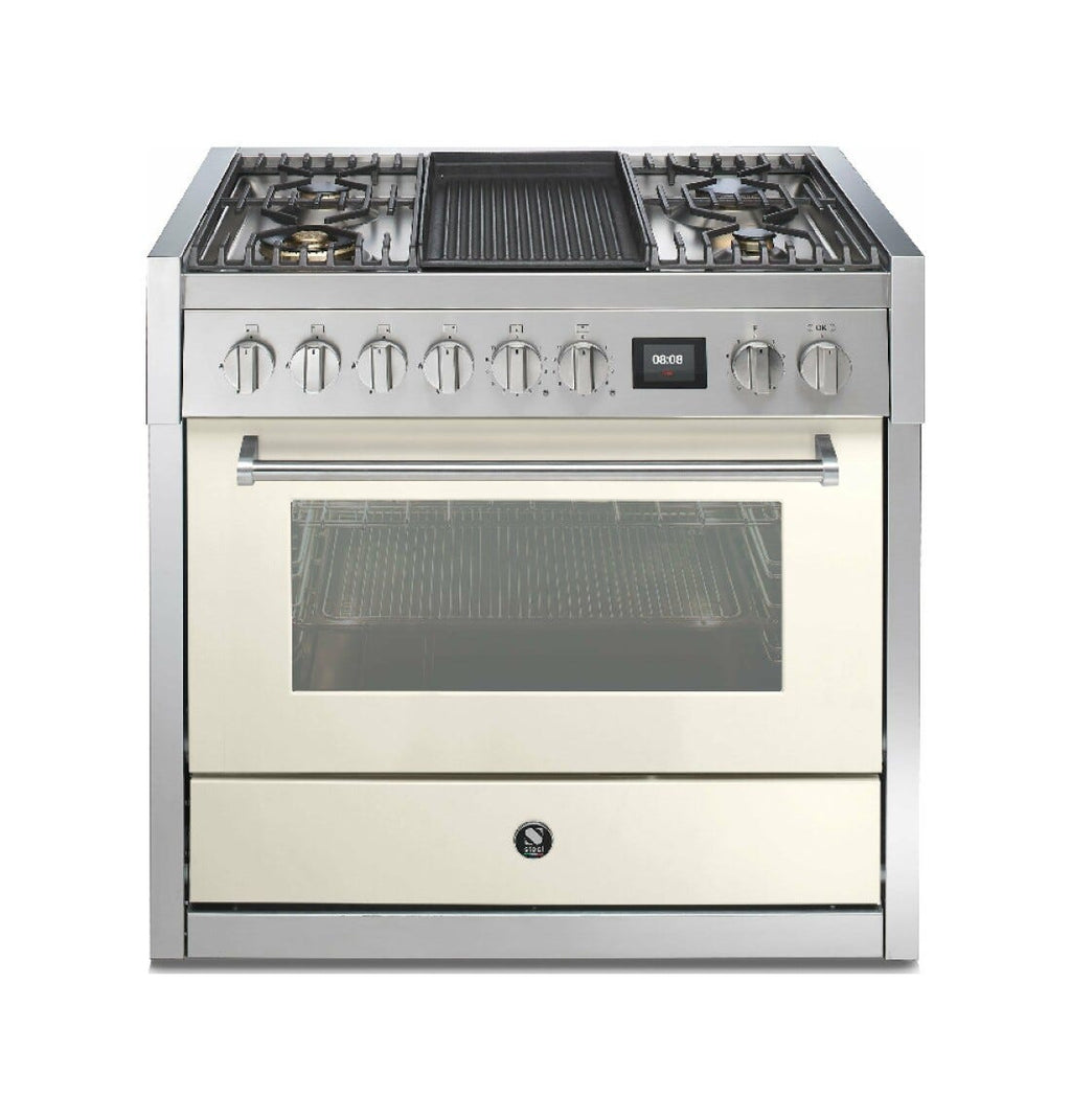 Steel Genesi 90 GQ9S Genesi 90 Cucina da accosto, 90 cm inox, forno combinato a vapore 91 L, 11 funzioni, sistema INNVENT, 5 varianti piano cottura