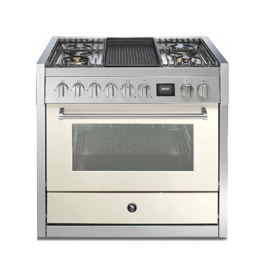 Steel Genesi 90 GQ9S Genesi 90 Cucina da accosto, 90 cm inox, forno combinato a vapore 91 L, 11 funzioni, sistema INNVENT, 5 varianti piano cottura