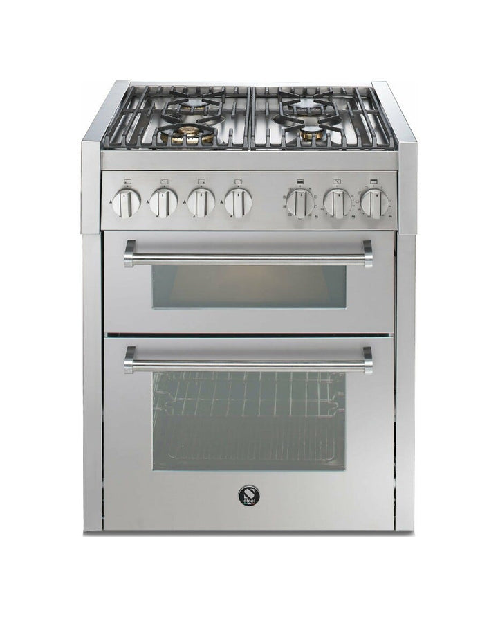 Steel Genesi 70/2 GQ7SF Genesi 70/2 Cucina da accosto, doppio forno Combi-Steam e forno pizza, piano a gas o induzione, 70 cm, acciaio inox
