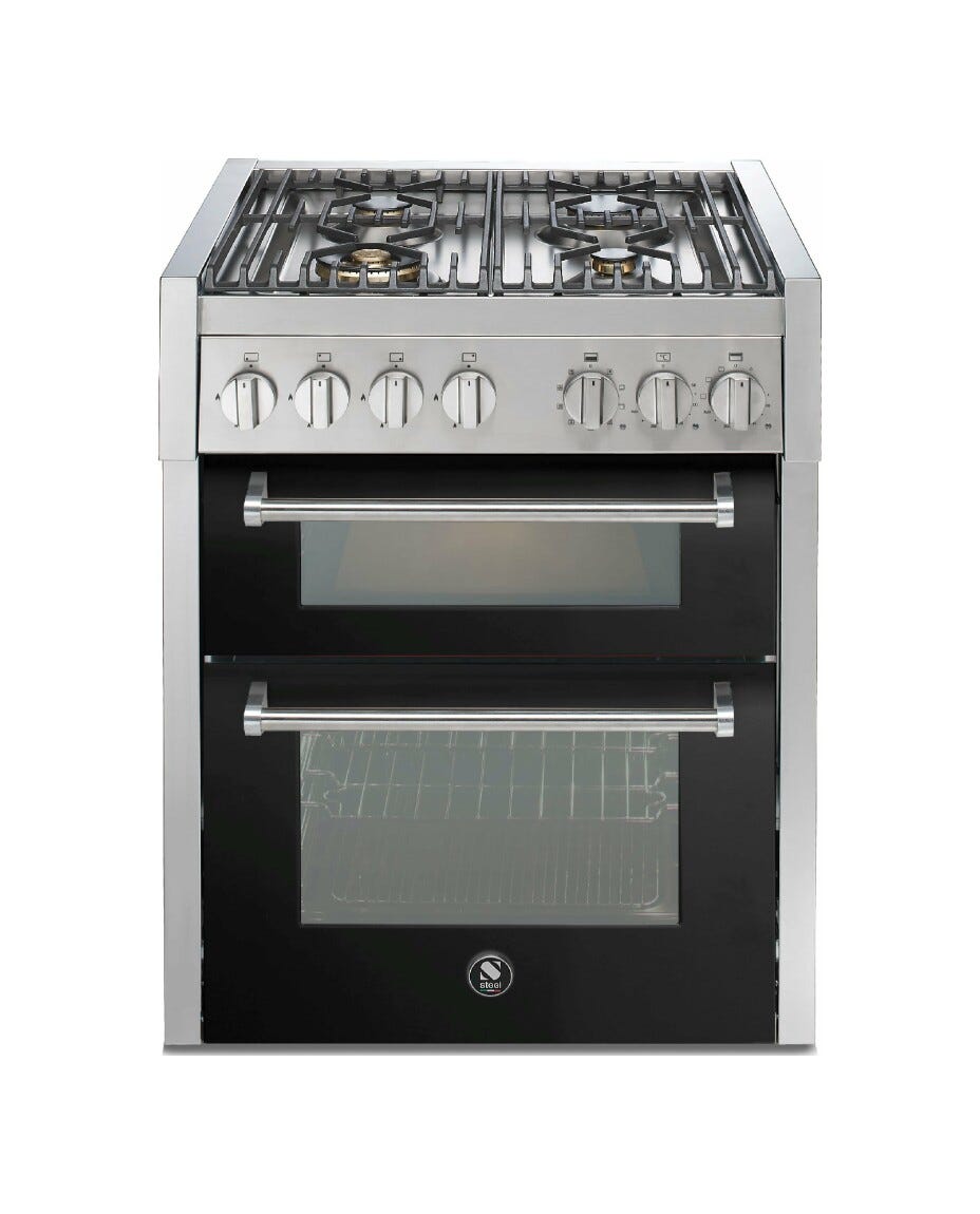 Steel Genesi 70/2 GQ7SF Genesi 70/2 Cucina da accosto, doppio forno Combi-Steam e forno pizza, piano a gas o induzione, 70 cm, acciaio inox