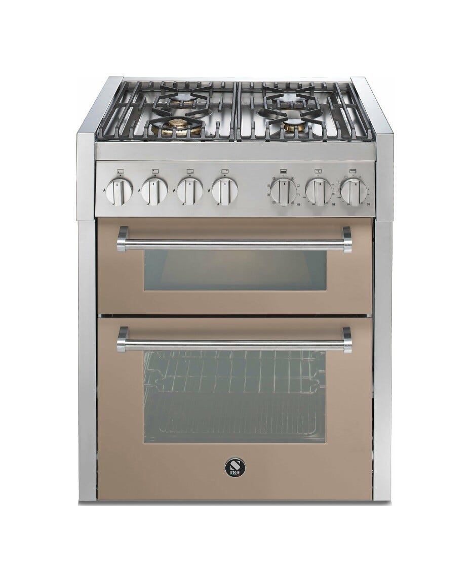 Steel Genesi 70/2 GQ7SF Genesi 70/2 Cucina da accosto, doppio forno Combi-Steam e forno pizza, piano a gas o induzione, 70 cm, acciaio inox