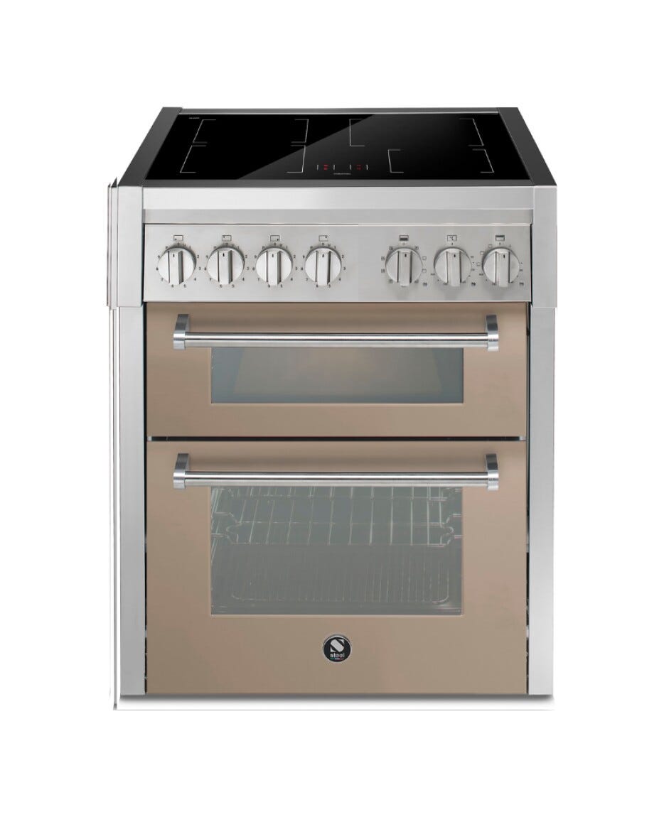 Steel Genesi 70/2 GQ7SF Genesi 70/2 Cucina da accosto, doppio forno Combi-Steam e forno pizza, piano a gas o induzione, 70 cm, acciaio inox
