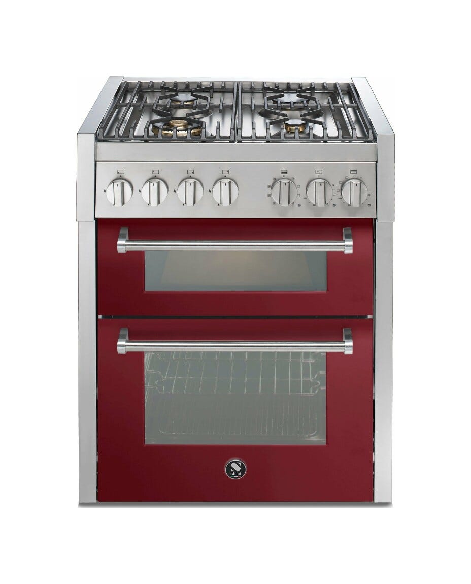 Steel Genesi 70/2 GQ7SF Genesi 70/2 Cucina da accosto, doppio forno Combi-Steam e forno pizza, piano a gas o induzione, 70 cm, acciaio inox