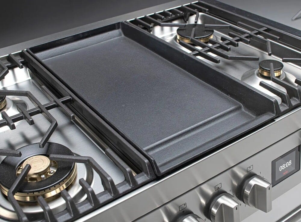 Steel Genesi cooktops GQ9 Piano cottura, 90 cm acciaio inox, semi-incasso, full gas, induzione o ibrido, bruciatori in ottone