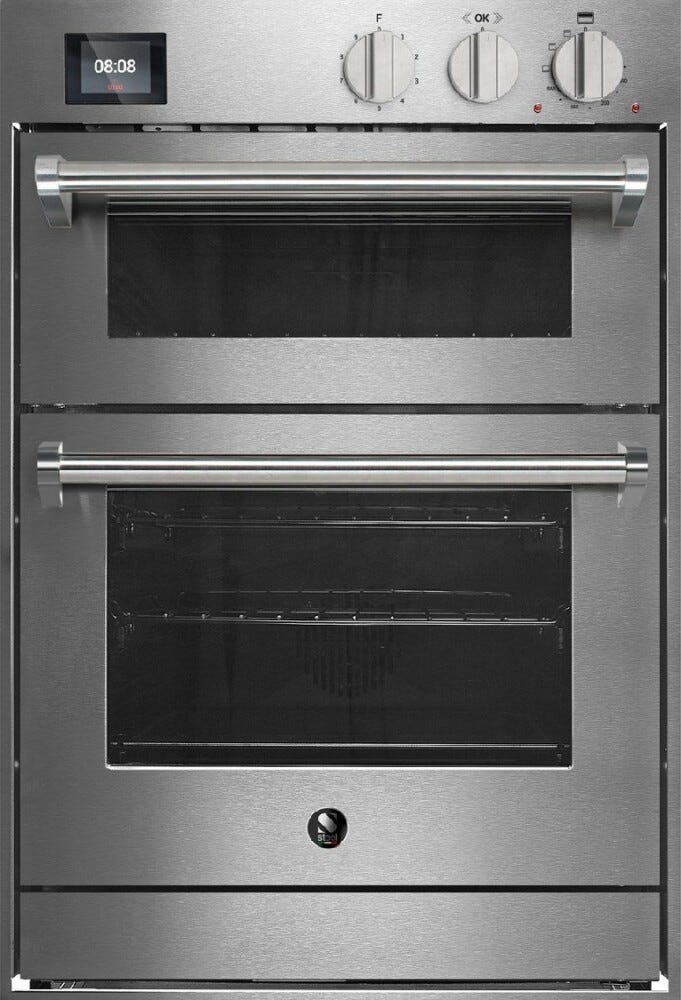 Steel Genesi 60x90 GQFFE6-S Genesi Line Doppio forno da incasso, Combi-Steam 70 lt + forno pizza a pietra 34 lt, 15 funzioni, programmatore TFT con 37 ricette, acciaio inox