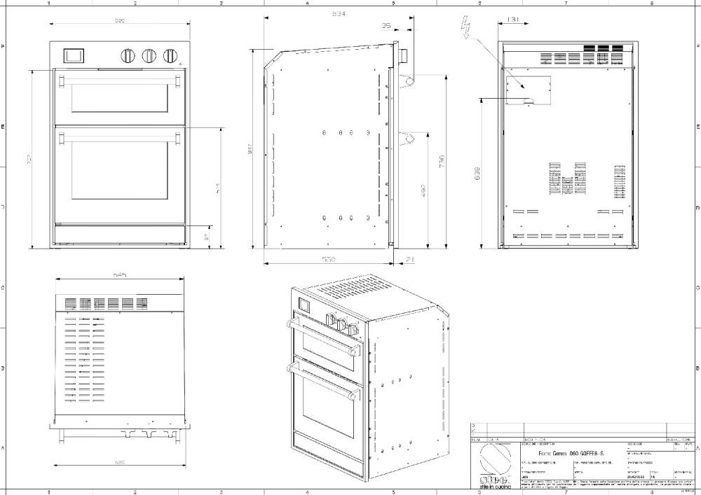 Steel Genesi 60x90 GQFFE6-S Genesi Line Doppio forno da incasso, Combi-Steam 70 lt + forno pizza a pietra 34 lt, 15 funzioni, programmatore TFT con 37 ricette, acciaio inox