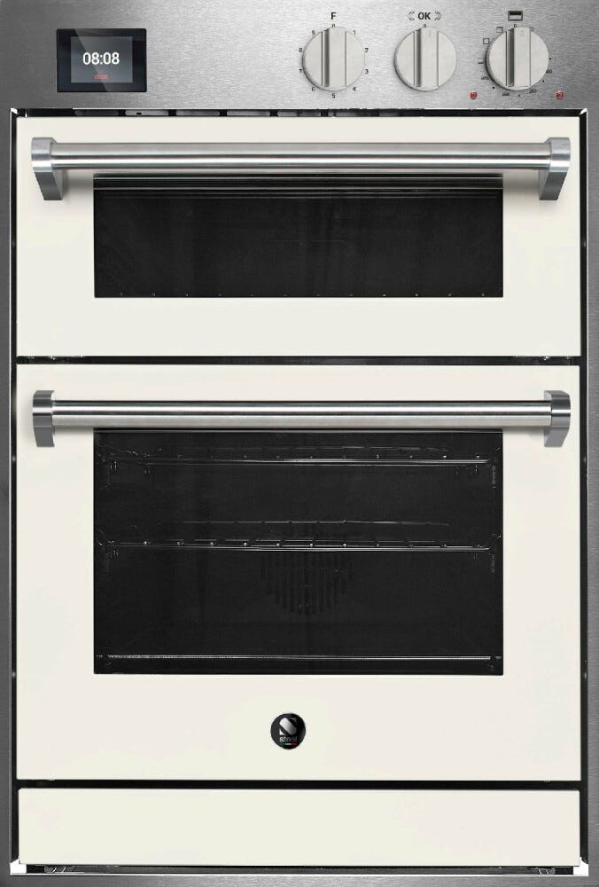 Steel Genesi 60x90 GQFFE6-S Genesi Line Doppio forno da incasso, Combi-Steam 70 lt + forno pizza a pietra 34 lt, 15 funzioni, programmatore TFT con 37 ricette, acciaio inox