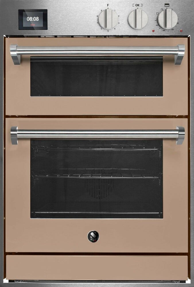 Steel Genesi 60x90 GQFFE6-S Genesi Line Doppio forno da incasso, Combi-Steam 70 lt + forno pizza a pietra 34 lt, 15 funzioni, programmatore TFT con 37 ricette, acciaio inox