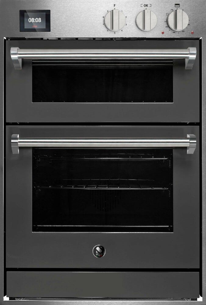 Steel Genesi 60x90 GQFFE6-S Genesi Line Doppio forno da incasso, Combi-Steam 70 lt + forno pizza a pietra 34 lt, 15 funzioni, programmatore TFT con 37 ricette, acciaio inox