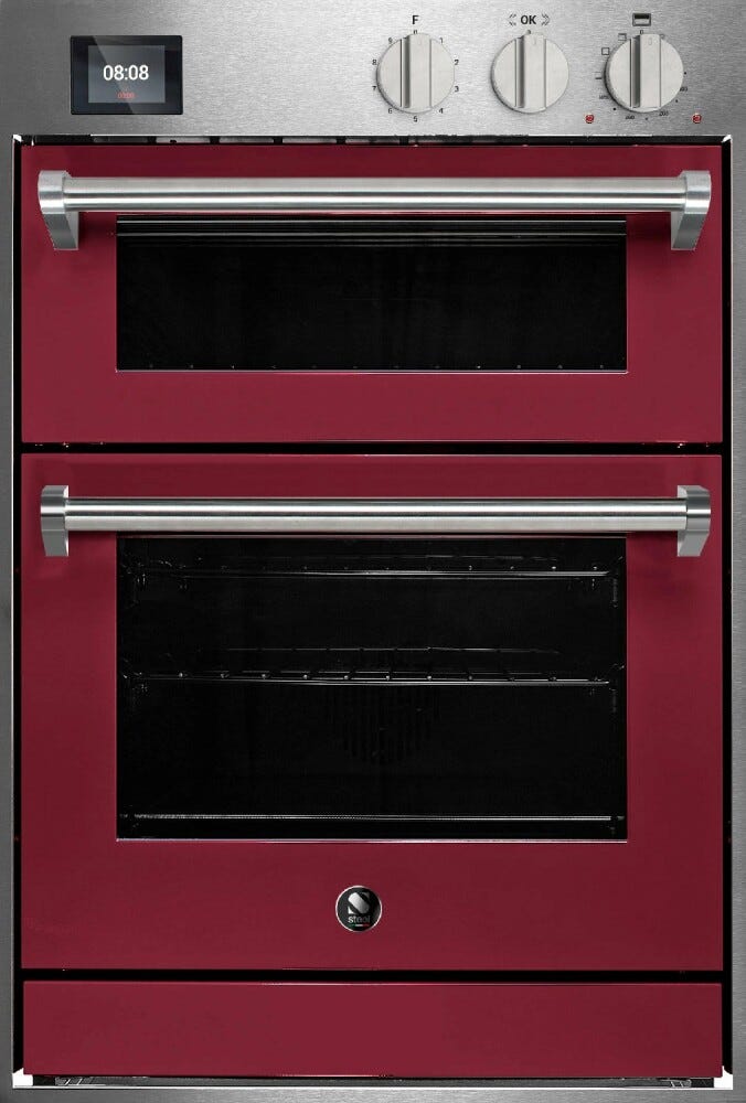 Steel Genesi 60x90 GQFFE6-S Genesi Line Doppio forno da incasso, Combi-Steam 70 lt + forno pizza a pietra 34 lt, 15 funzioni, programmatore TFT con 37 ricette, acciaio inox