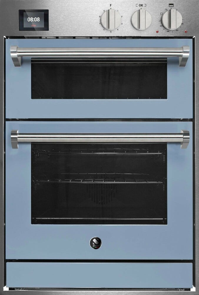 Steel Genesi 60x90 GQFFE6-S Genesi Line Doppio forno da incasso, Combi-Steam 70 lt + forno pizza a pietra 34 lt, 15 funzioni, programmatore TFT con 37 ricette, acciaio inox