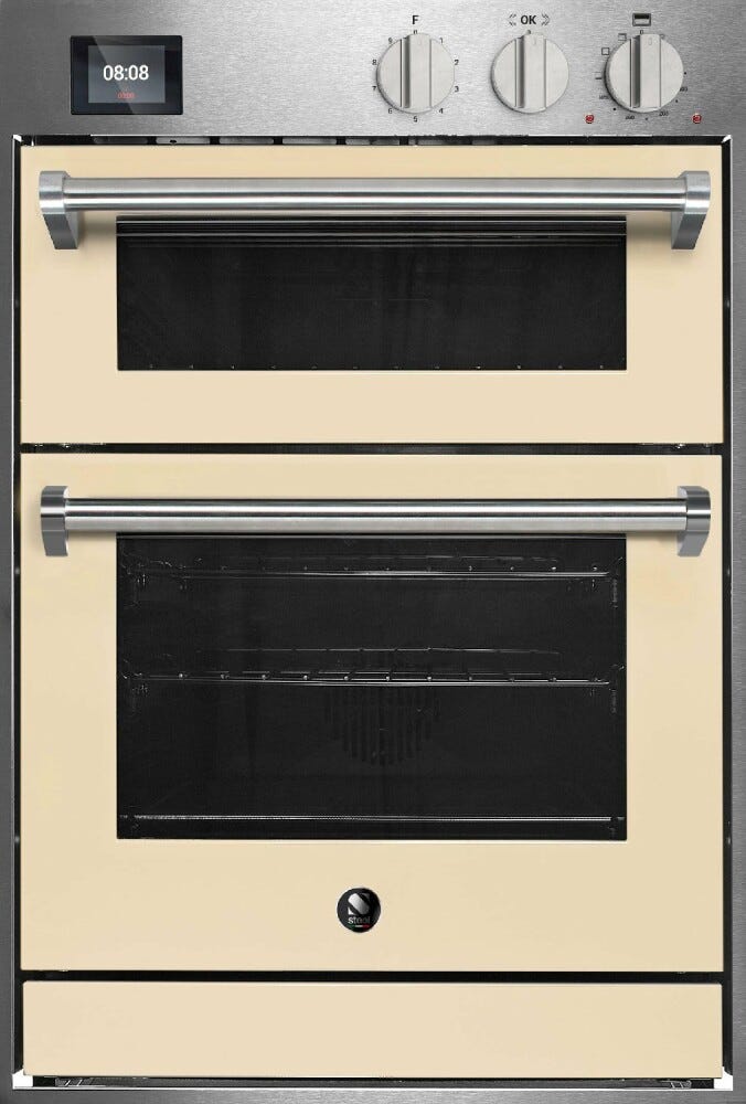 Steel Genesi 60x90 GQFFE6-S Genesi Line Doppio forno da incasso, Combi-Steam 70 lt + forno pizza a pietra 34 lt, 15 funzioni, programmatore TFT con 37 ricette, acciaio inox
