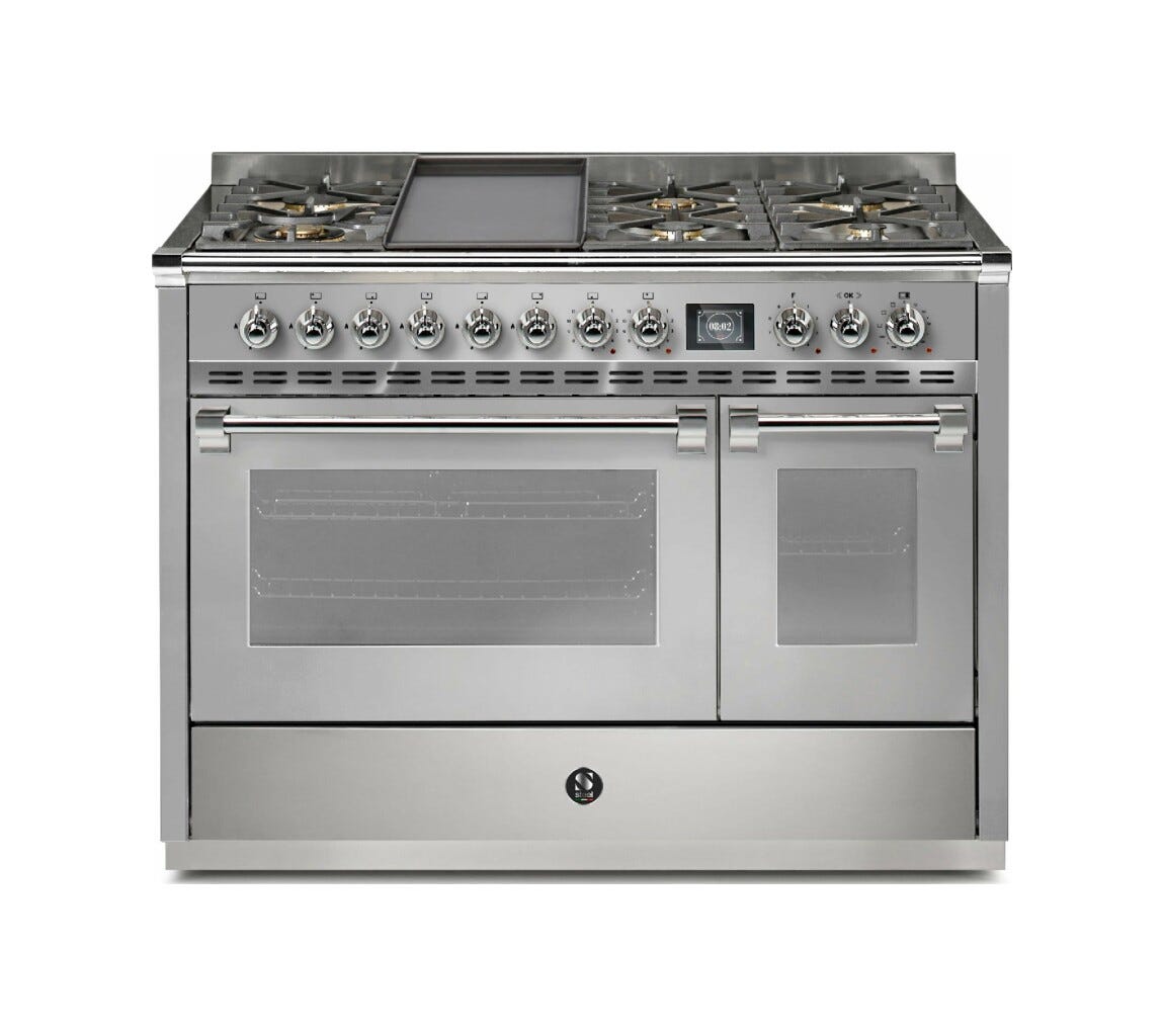 Steel Ascot 120 AQ12SF Ascot 120 Cucina da accosto 120 cm, doppio forno combi-steam, piano cottura a gas, acciaio inox