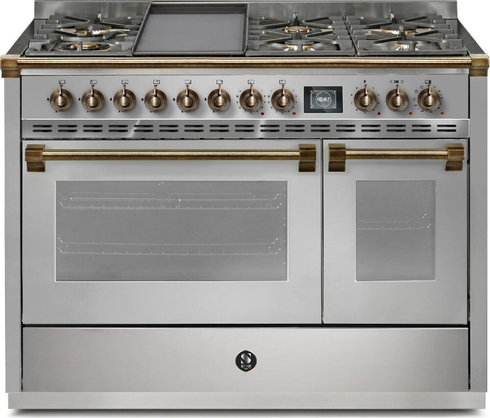 Steel Ascot 120 AQ12SF Ascot 120 Cucina da accosto 120 cm, doppio forno combi-steam, piano cottura a gas, acciaio inox