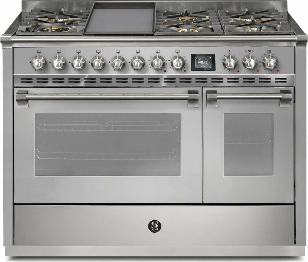 Steel Ascot 120 AQ12SF Ascot 120 Cucina da accosto 120 cm, doppio forno combi-steam, piano cottura a gas, acciaio inox