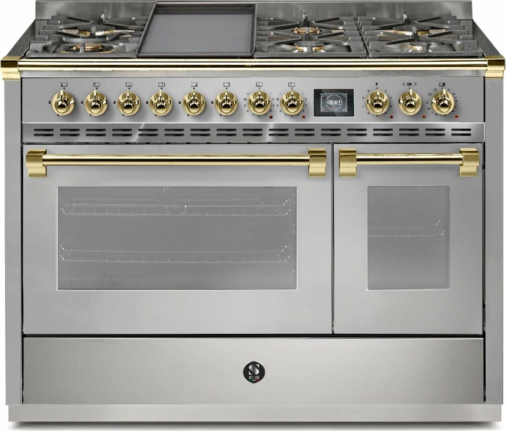 Steel Ascot 120 AQ12SF Ascot 120 Cucina da accosto 120 cm, doppio forno combi-steam, piano cottura a gas, acciaio inox