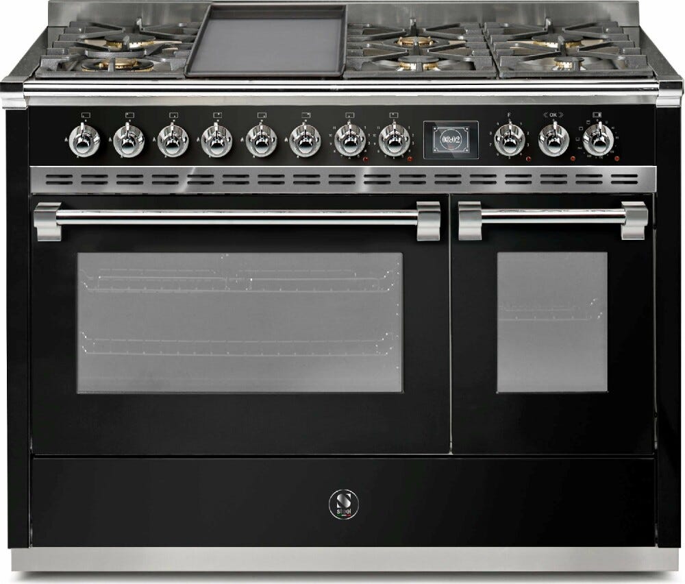 Steel Ascot 120 AQ12SF Ascot 120 Cucina da accosto 120 cm, doppio forno combi-steam, piano cottura a gas, acciaio inox