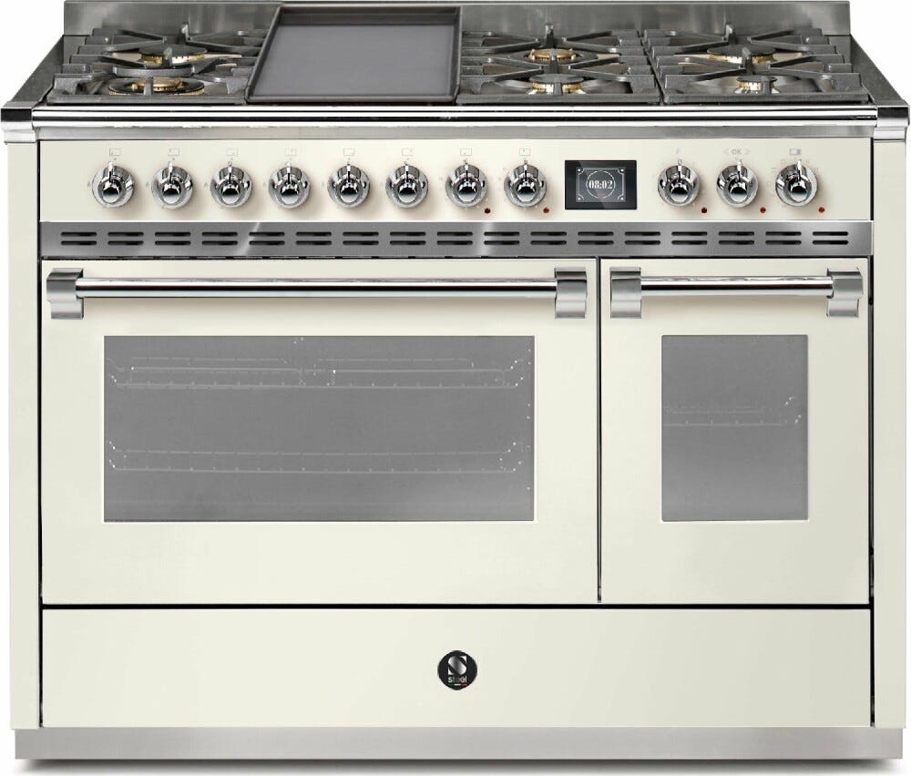 Steel Ascot 120 AQ12SF Ascot 120 Cucina da accosto 120 cm, doppio forno combi-steam, piano cottura a gas, acciaio inox