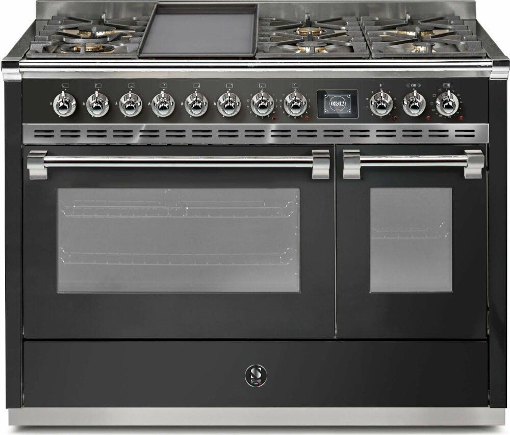 Steel Ascot 120 AQ12SF Ascot 120 Cucina da accosto 120 cm, doppio forno combi-steam, piano cottura a gas, acciaio inox