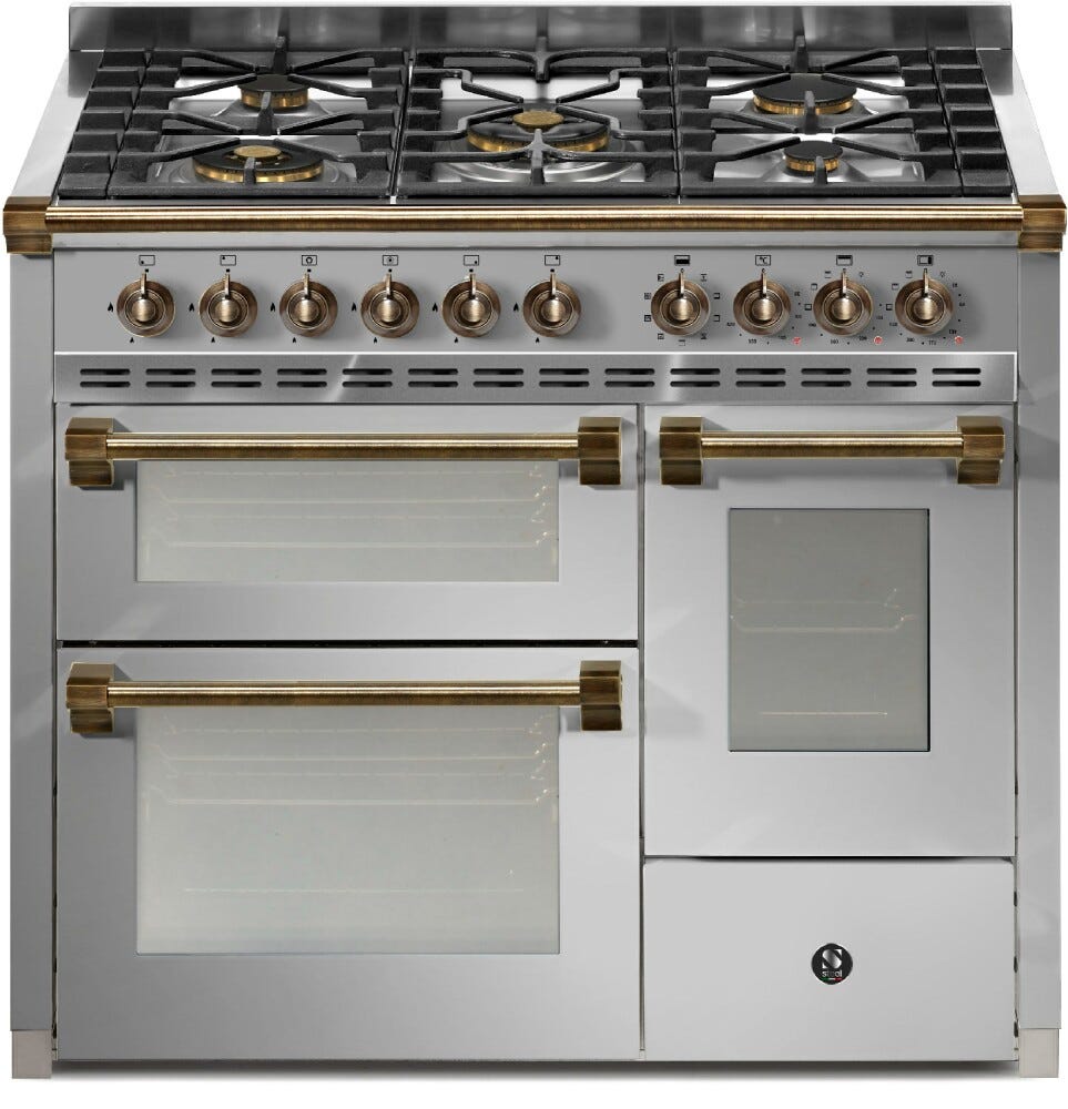 Steel Ascot 100/3 AQ10SFF Ascot 100-3 Cucina da accosto, 3 forni elettrici, piano cottura a gas o induzione, acciaio inox