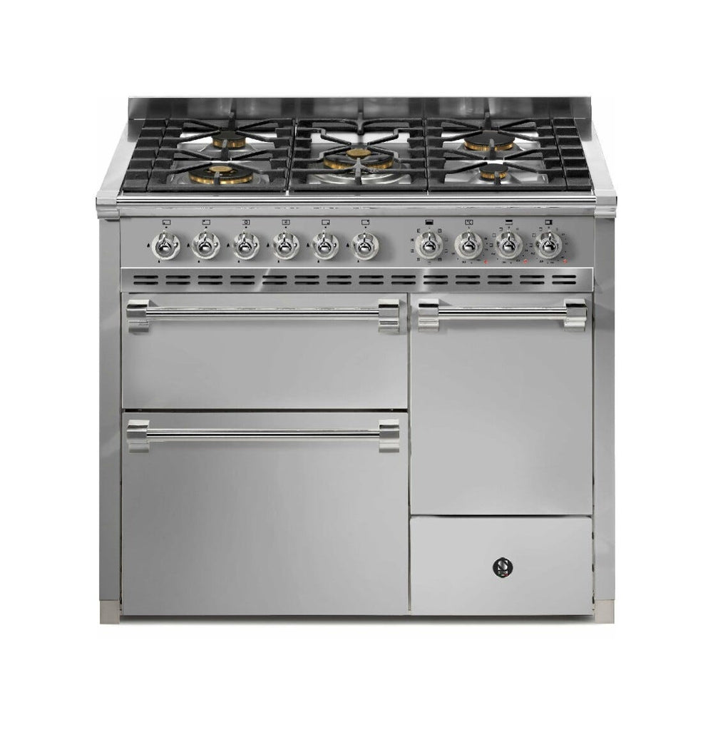 Steel Ascot 100/3 AQ10SFF-D Solid door Cucina da accosto 100 cm, 3 forni elettrici anta cieca, piano gas o induzione, acciaio inox