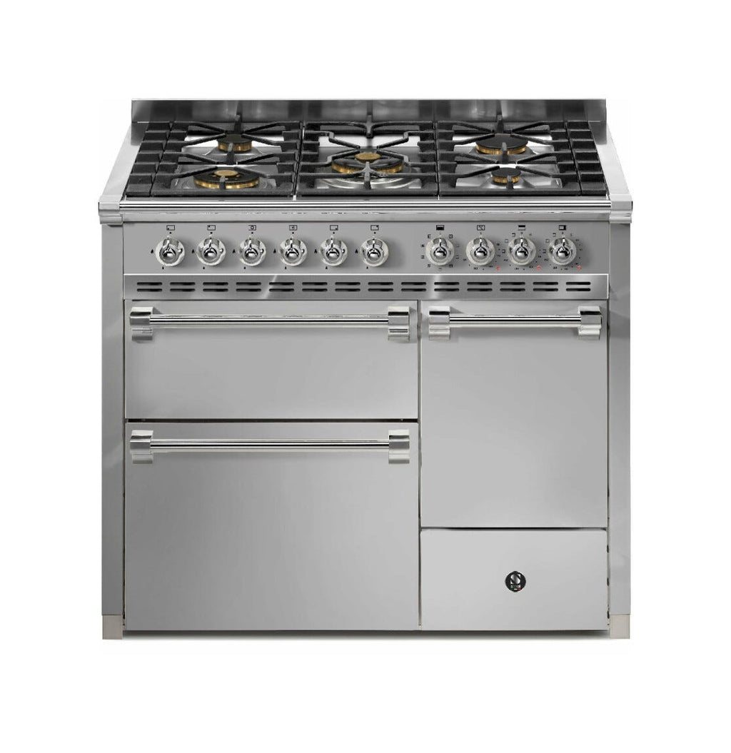 Steel Ascot 100/3 AQ10SFF-D Solid door Cucina da accosto 100 cm, 3 forni elettrici anta cieca, piano gas o induzione, acciaio inox