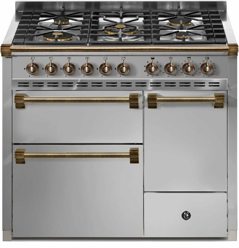 Steel Ascot 100/3 AQ10SFF-D Solid door Cucina da accosto 100 cm, 3 forni elettrici anta cieca, piano gas o induzione, acciaio inox