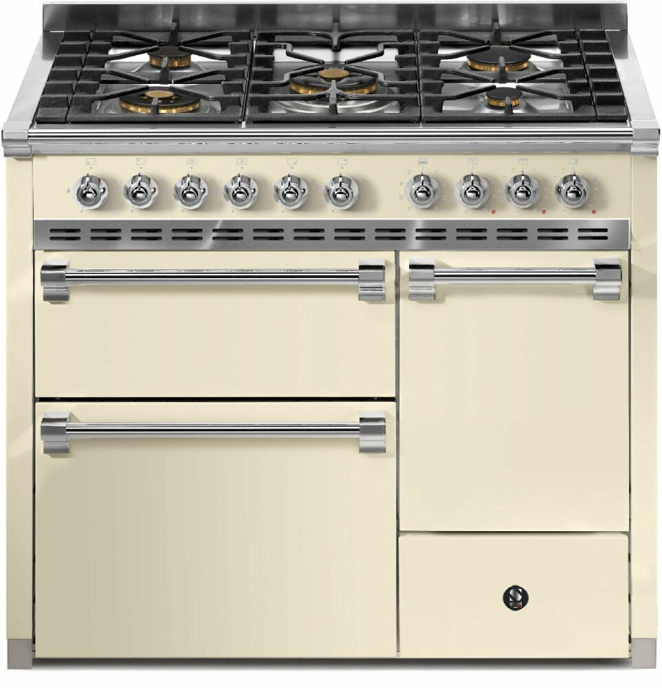 Steel Ascot 100/3 AQ10SFF-D Solid door Cucina da accosto 100 cm, 3 forni elettrici anta cieca, piano gas o induzione, acciaio inox
