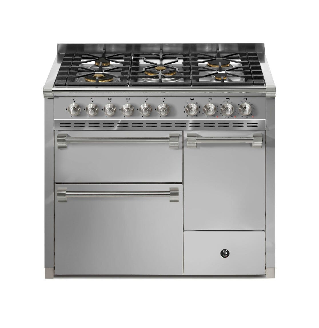 Steel Ascot 100/3 AQ10SFF-D Solid door Cucina da accosto 100 cm, 3 forni elettrici anta cieca, piano gas o induzione, acciaio inox