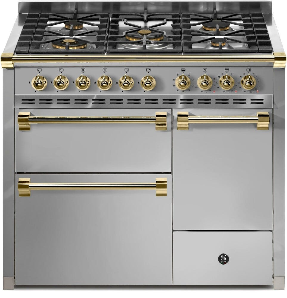 Steel Ascot 100/3 AQ10SFF-D Solid door Cucina da accosto 100 cm, 3 forni elettrici anta cieca, piano gas o induzione, acciaio inox
