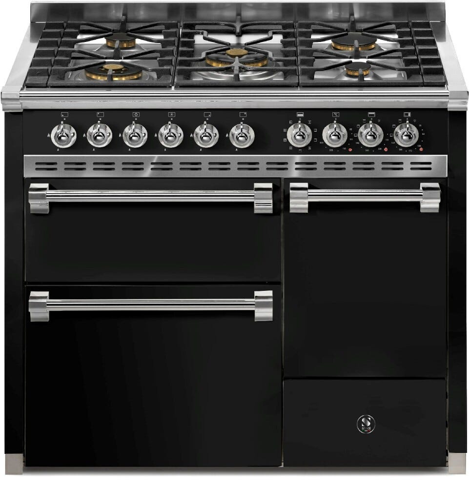 Steel Ascot 100/3 AQ10SFF-D Solid door Cucina da accosto 100 cm, 3 forni elettrici anta cieca, piano gas o induzione, acciaio inox