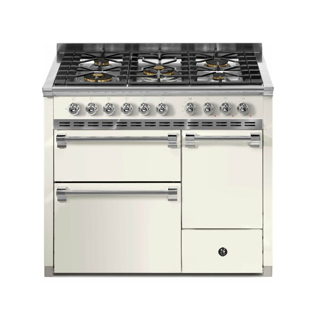 Steel Ascot 100/3 AQ10SFF-D Solid door Cucina da accosto 100 cm, 3 forni elettrici anta cieca, piano gas o induzione, acciaio inox