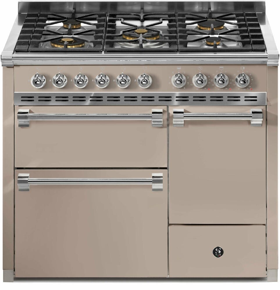 Steel Ascot 100/3 AQ10SFF-D Solid door Cucina da accosto 100 cm, 3 forni elettrici anta cieca, piano gas o induzione, acciaio inox
