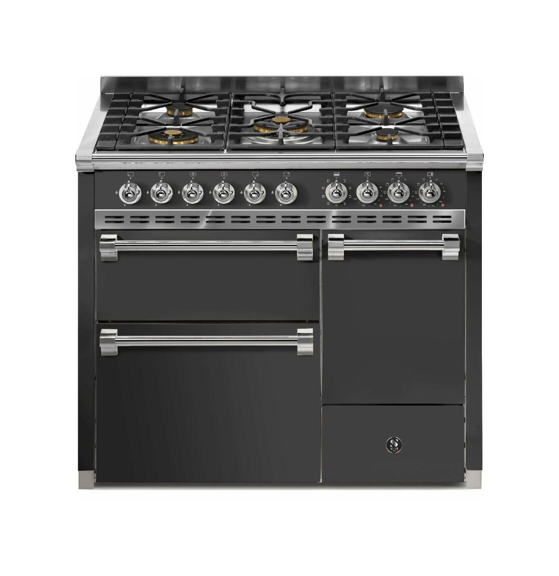 Steel Ascot 100/3 AQ10SFF-D Solid door Cucina da accosto 100 cm, 3 forni elettrici anta cieca, piano gas o induzione, acciaio inox