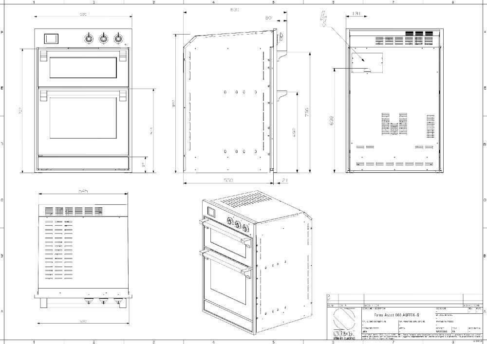 Steel Ascot 60x90 AQFFE6-S Ascot Doppio forno da incasso 60x90 cm, combi-steam 70 lt + forno pizza/grill 34 lt