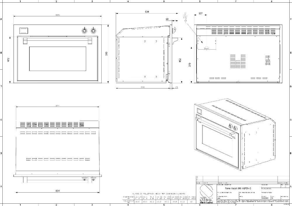 Steel Ascot 90X60 AQFE9-S Ascot Forno da incasso 90 cm, 91 litri, 15 funzioni combi-steam