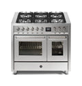 Steel Enfasi 100 EQ10FF Enfasi Cucina da accosto 100 cm, 2 forni elettrici, piano cottura a gas o induzione, acciaio inox AISI 441