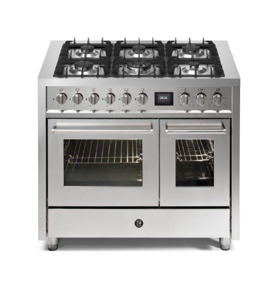 Steel Enfasi 100 EQ10FF Enfasi Cucina da accosto 100 cm, 2 forni elettrici, piano cottura a gas o induzione, acciaio inox AISI 441