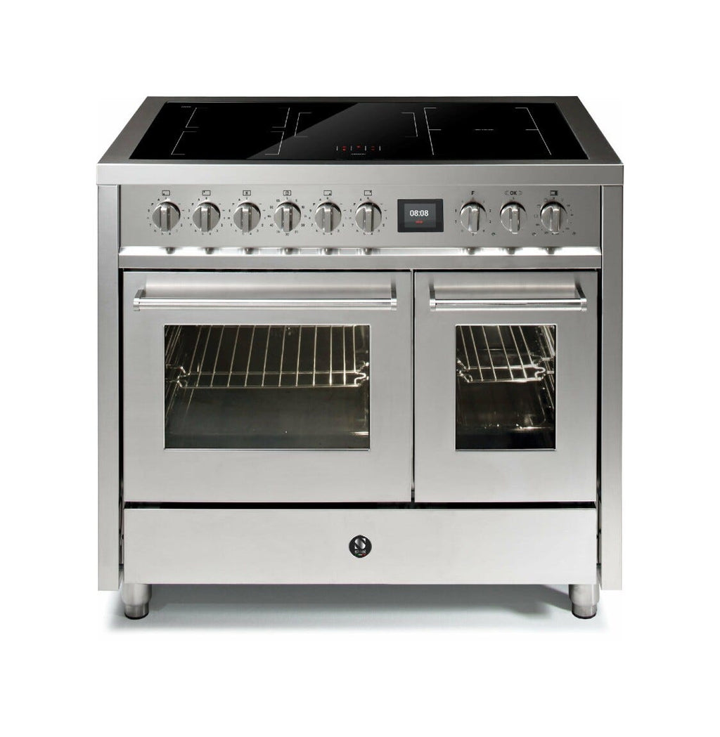 Steel Enfasi 100 EQ10FF Enfasi Cucina da accosto 100 cm, 2 forni elettrici, piano cottura a gas o induzione, acciaio inox AISI 441