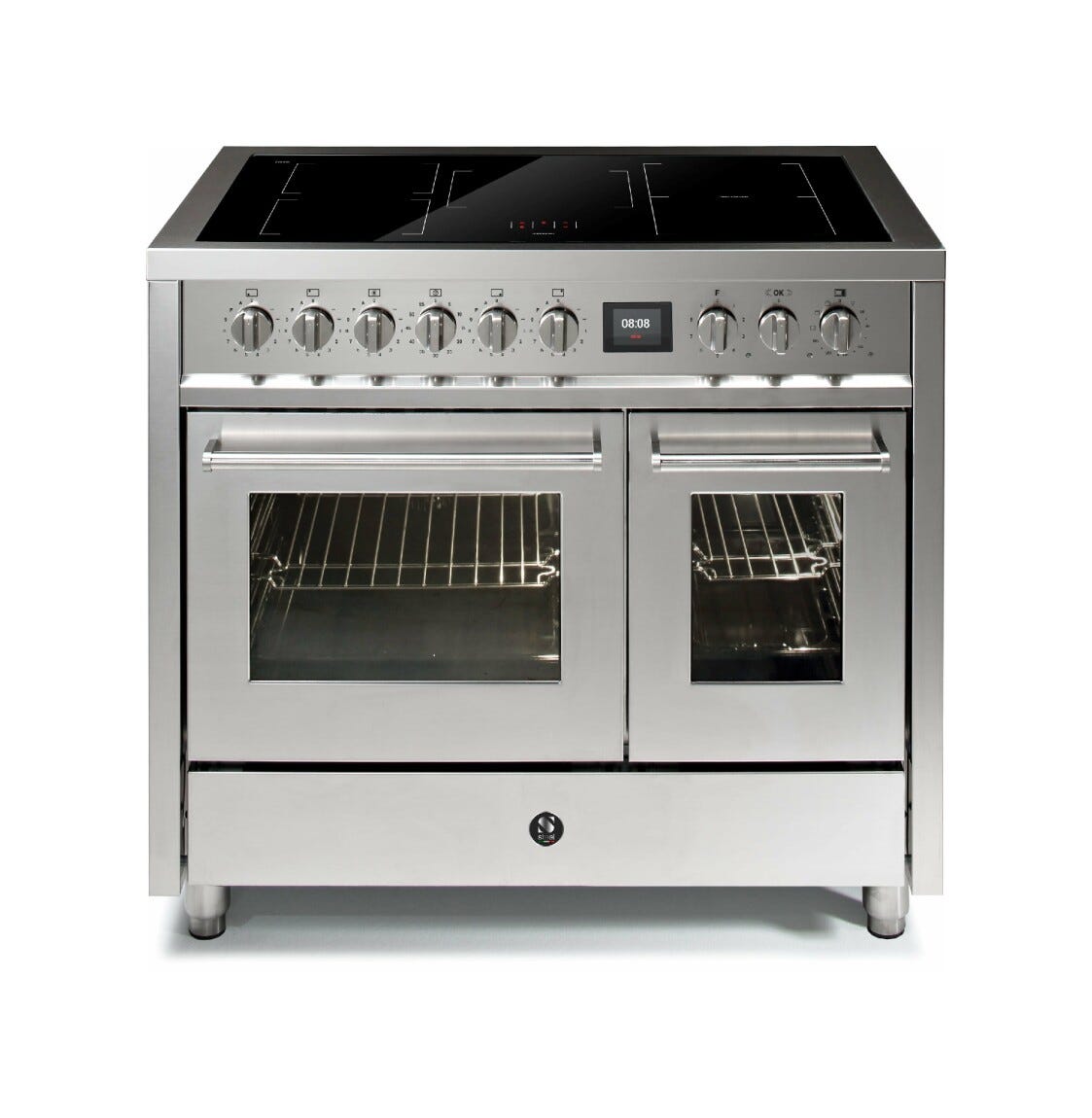 Steel Enfasi 100 EQ10FF Enfasi Cucina da accosto 100 cm, 2 forni elettrici, piano cottura a gas o induzione, acciaio inox AISI 441